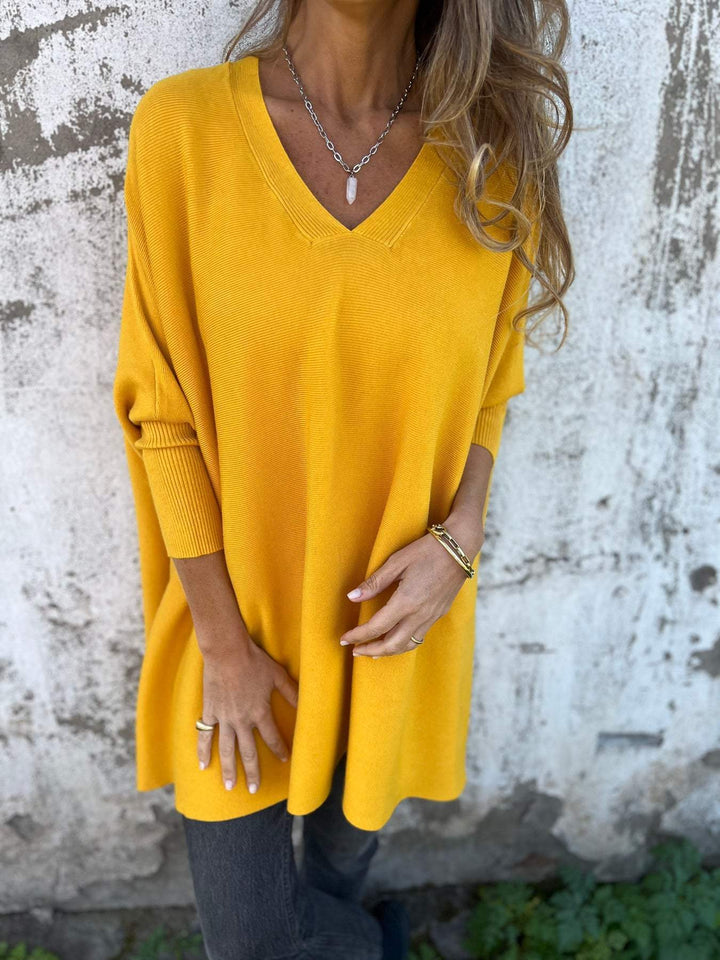 Damen V Ausschnitt Langer Pullover