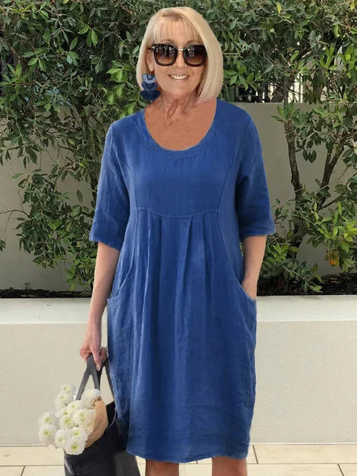 Damen Locker Geschnittenes Midikleid