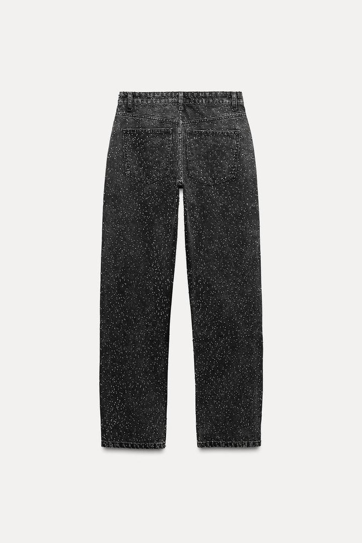 Daniela | Gerade High-Waist-Jeans mit Glitzerdetails
