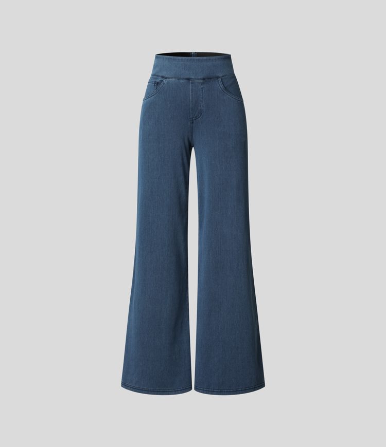 Damenhose mit hoher Taille und weitem Bein