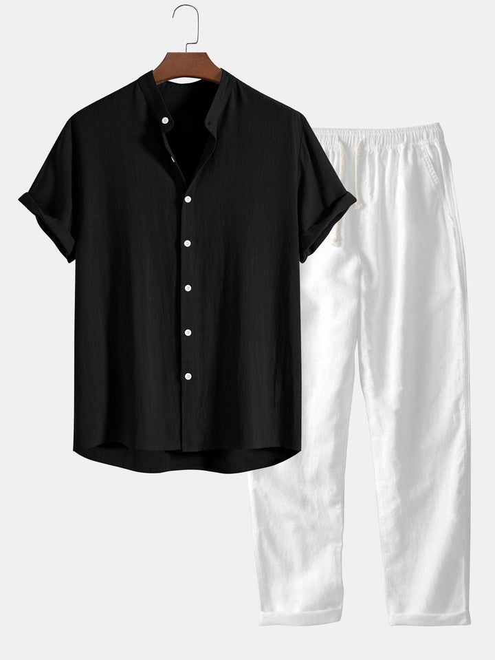 Herren Sommer Zweiteiler Set – Leichtes Hemd Mit Freizeit Hose