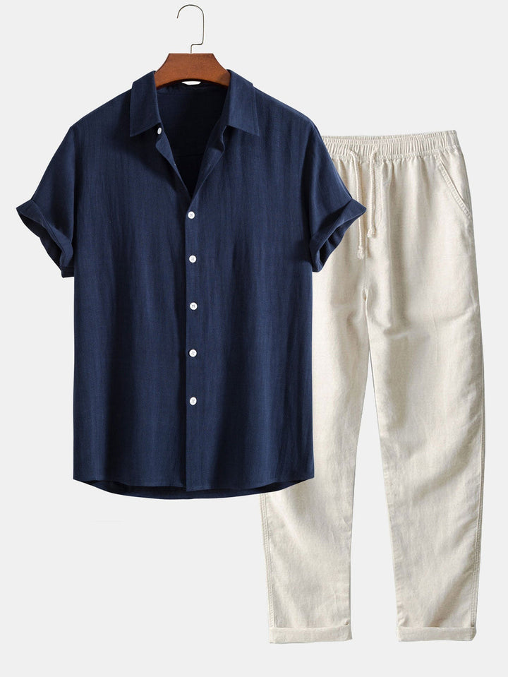 Herren Sommer Zweiteiler Set – Leichtes Hemd Mit Freizeit Hose