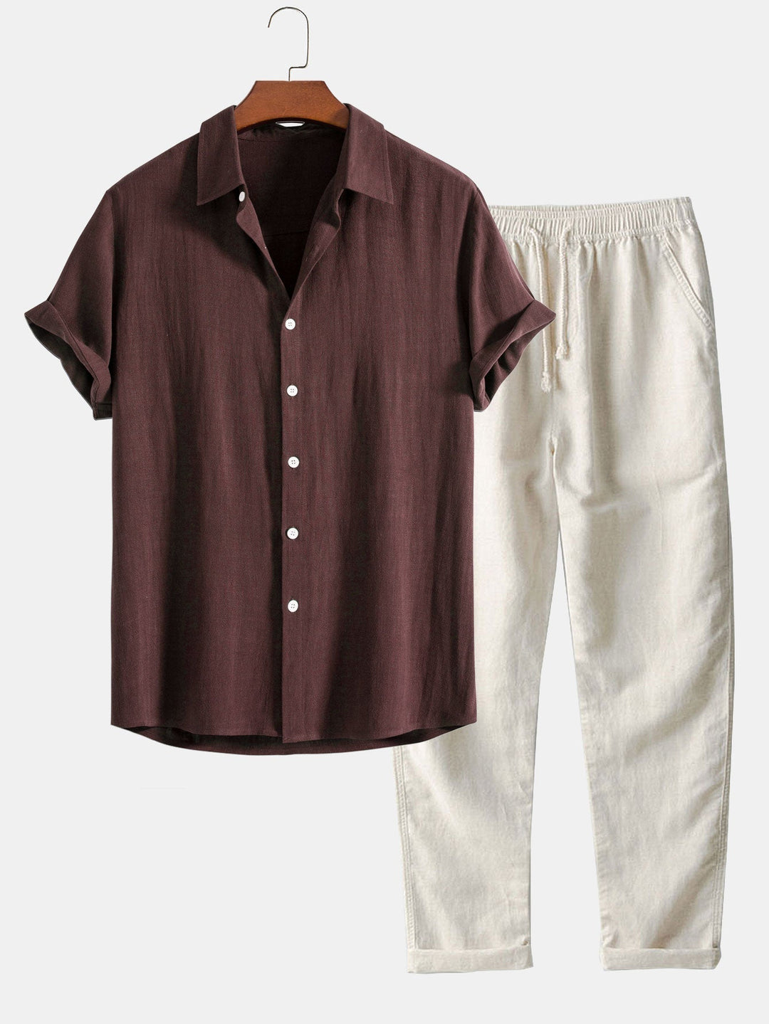 Herren Sommer Zweiteiler Set – Leichtes Hemd Mit Freizeit Hose