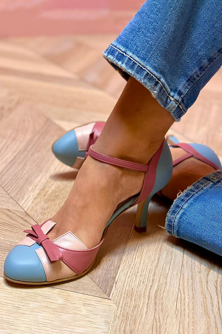 Damen Absatzschuh Aus Mehrfarbigem Leder