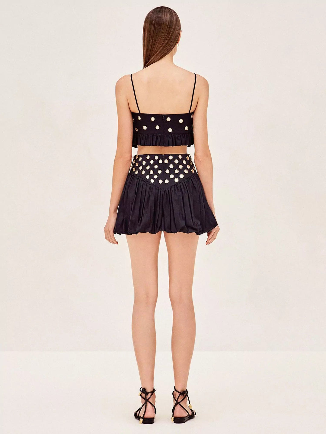 Damen Pailletten Spiegel Rock Set – Glänzendes Party Zweiteiler Outfit
