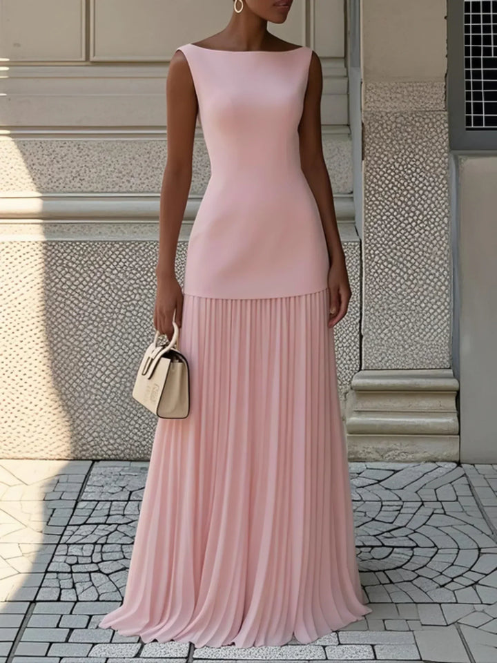 Ärmelloses Maxikleid für Damen mit fließenden Falten – Elegantes Brautjungfernkleid