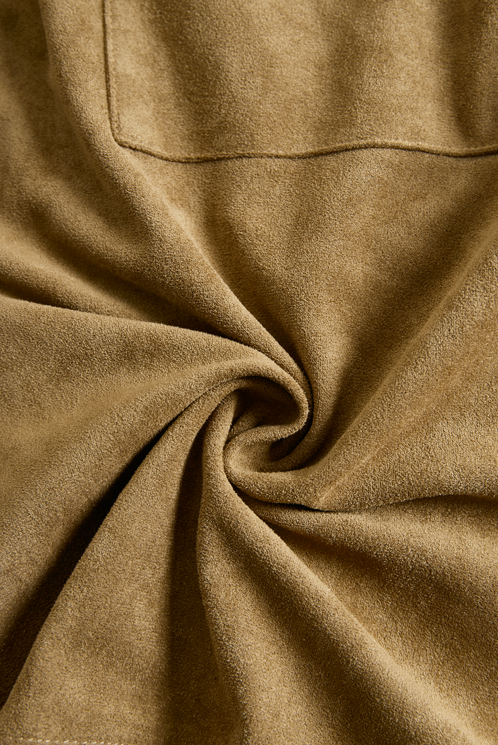 Midikleid in Wildleder-Optik mit Reverskragen und Knopfleiste
