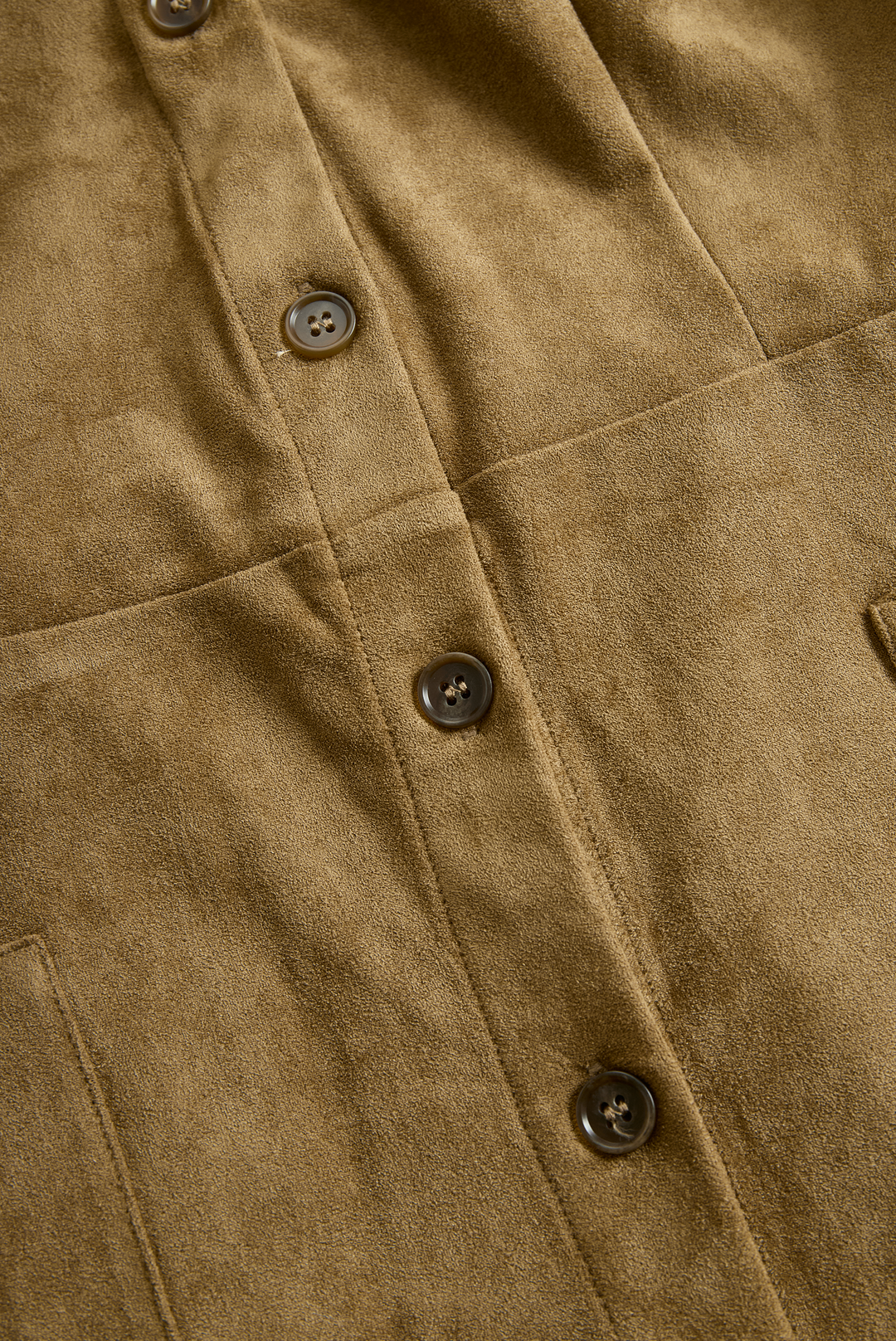 Midikleid in Wildleder-Optik mit Reverskragen und Knopfleiste