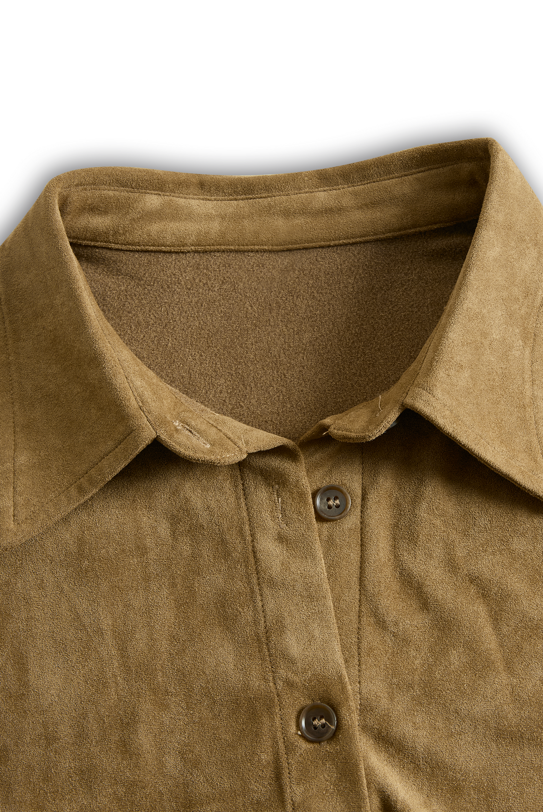 Midikleid in Wildleder-Optik mit Reverskragen und Knopfleiste