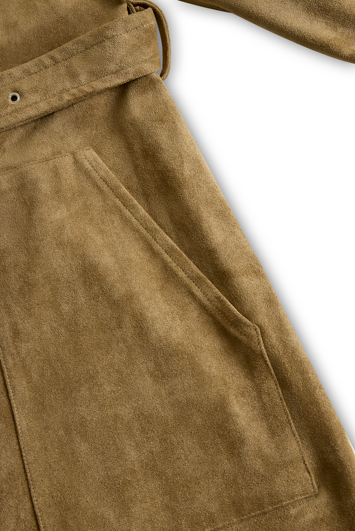 Midikleid in Wildleder-Optik mit Reverskragen und Knopfleiste