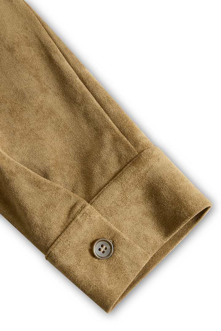 Midikleid in Wildleder-Optik mit Reverskragen und Knopfleiste