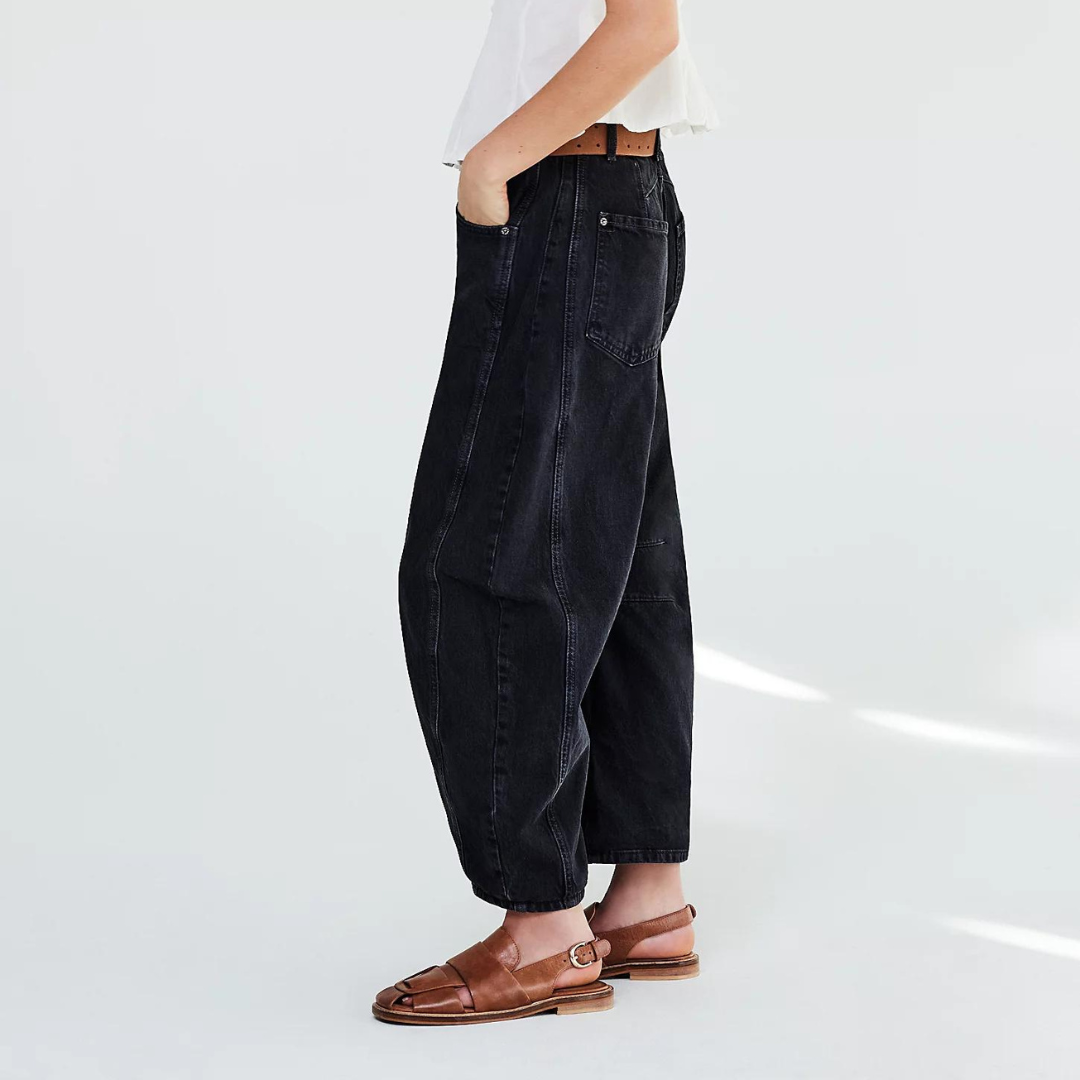 Damen Baggy Jeans Mit Hoher Taille