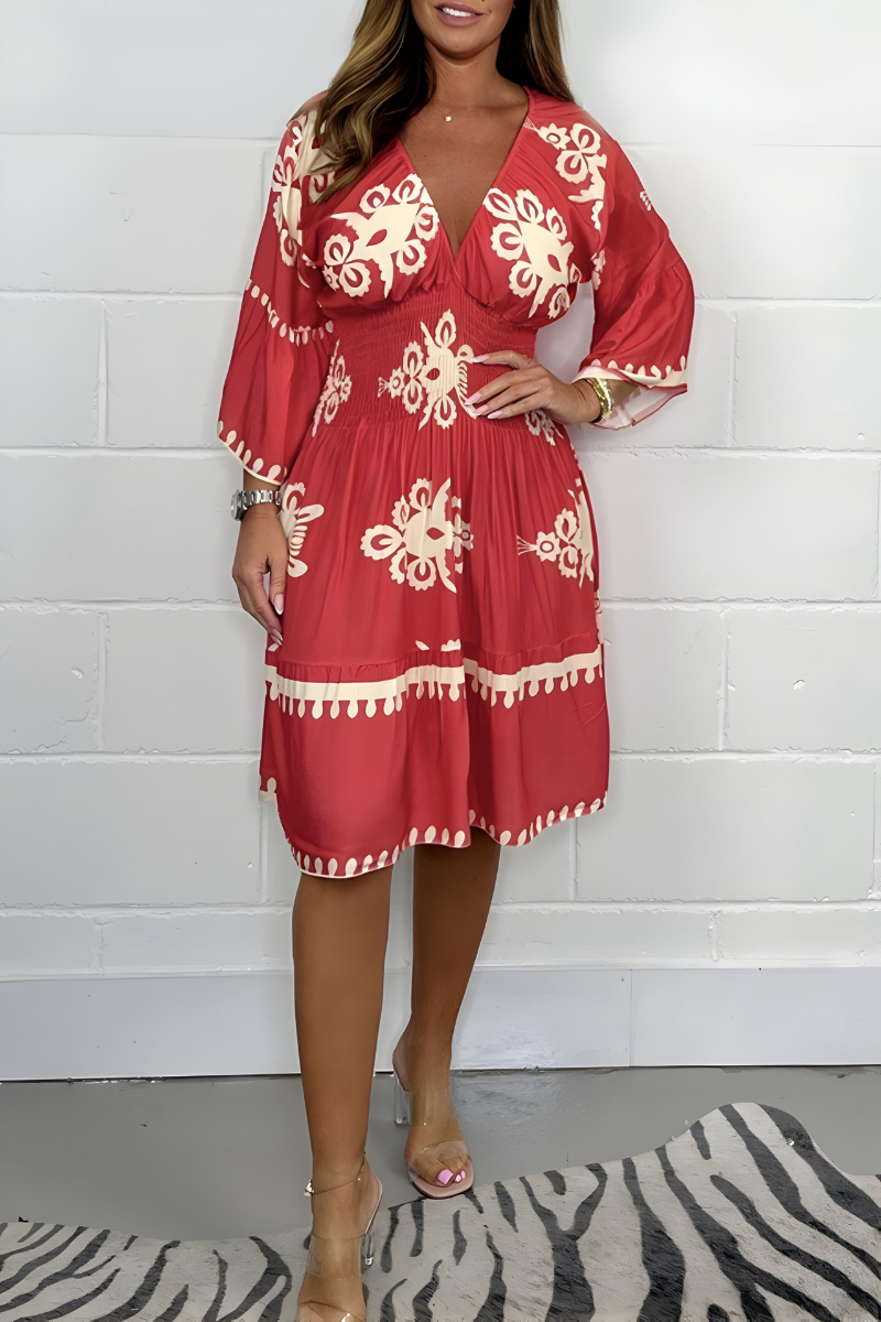 Damen Sommerkleid Im Boho Stil Mit Langarm