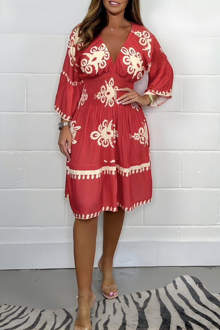 Damen Sommerkleid Im Boho Stil Mit Langarm