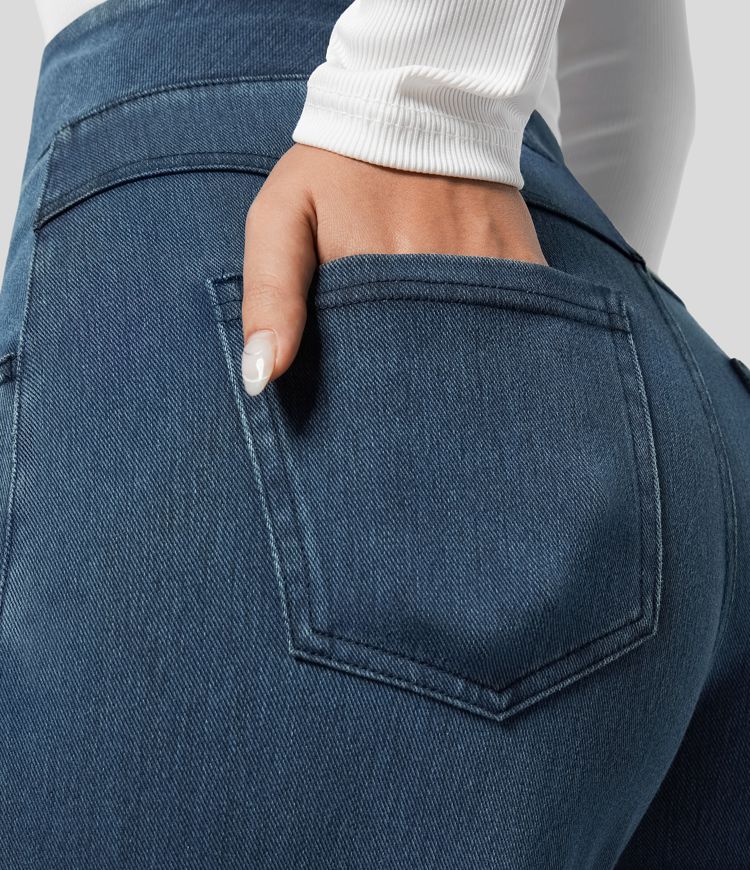 Damenhose mit hoher Taille und weitem Bein