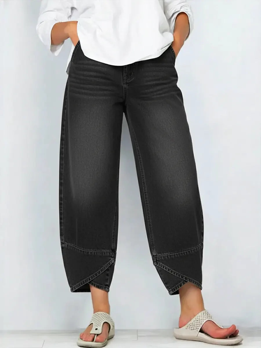 Lässige Damen Baumwolljeans mit Kreuzdruck