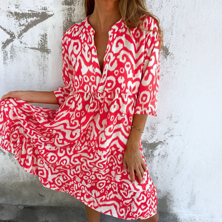 Damen Kleid Mit V Ausschnitt Und Lockerer Passform