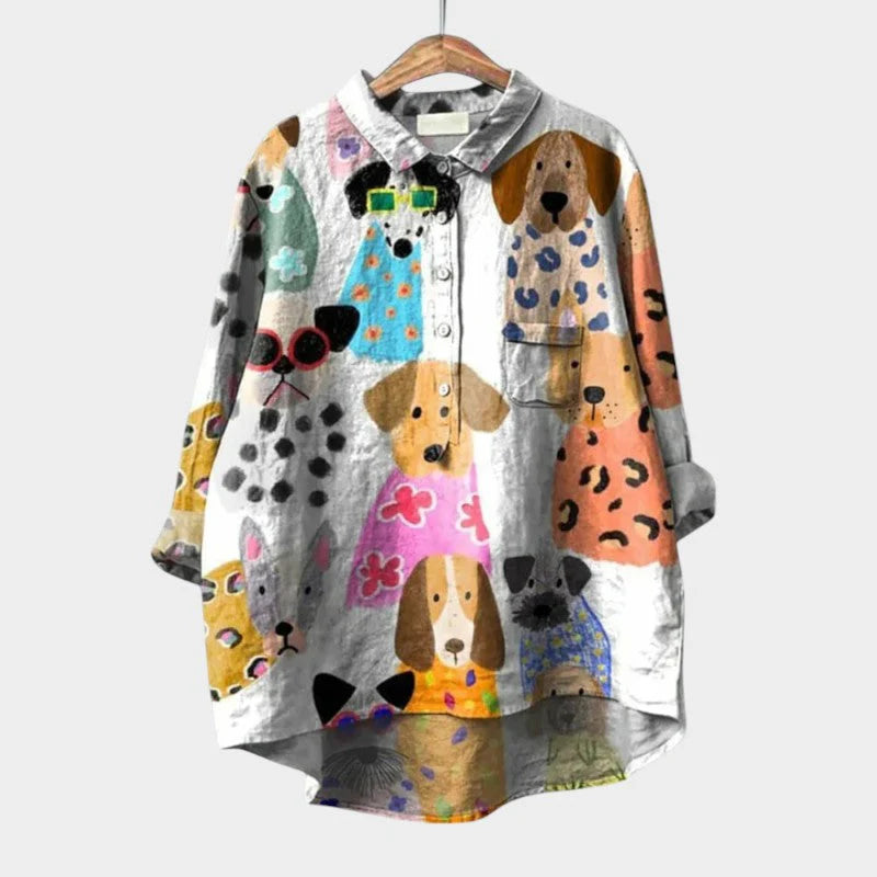 Sommerliche Eleganz – Luftige Bluse mit tropischem Print