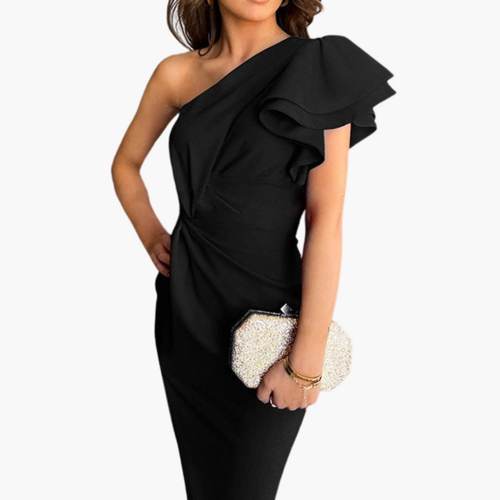 Abendkleid mit Schlitz und einer Schulter Damen