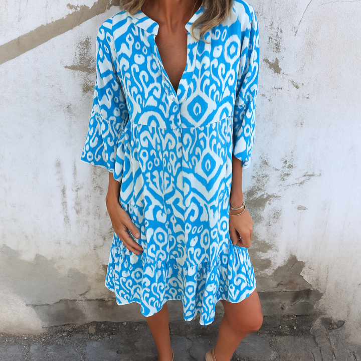 Damen Kleid Mit V Ausschnitt Und Lockerer Passform