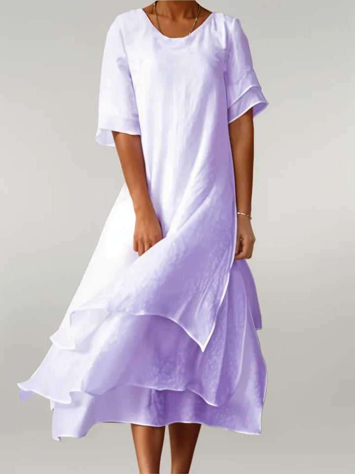 Damen Kurzarm Lagenkleid