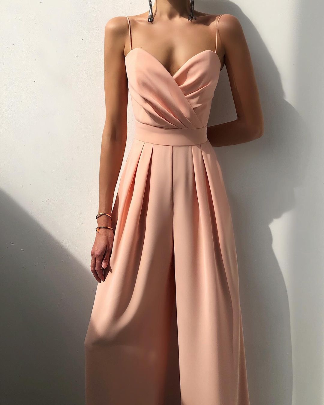 Heidi-Mode | Damen Eleganter Fließender Jumpsuit mit Spaghettibändern für Festliche Anlässe
