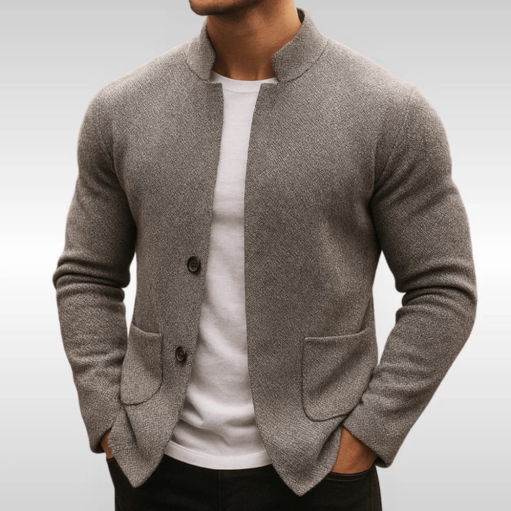 Herren Strickcardigan Mit Struktur – Stilvoller Knopf-Layering Pullover