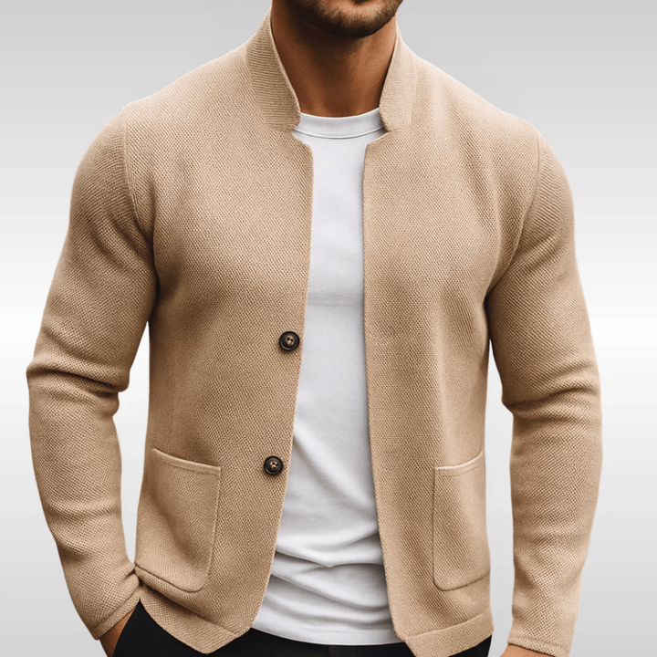 Herren Strickcardigan Mit Struktur – Stilvoller Knopf-Layering Pullover