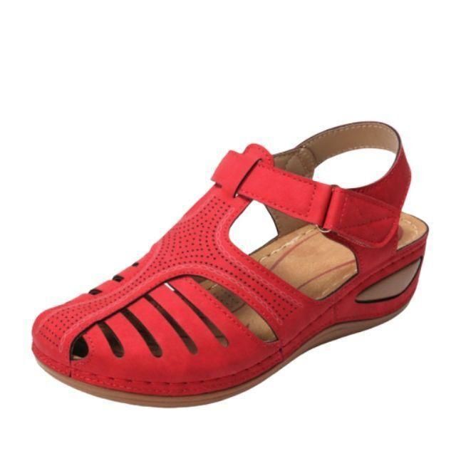 Damen Geschlossene Leder Keilsandalen