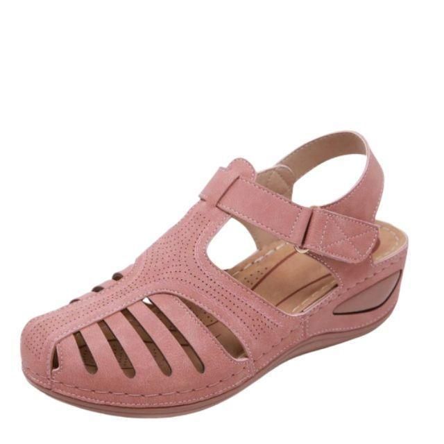 Damen Geschlossene Leder Keilsandalen