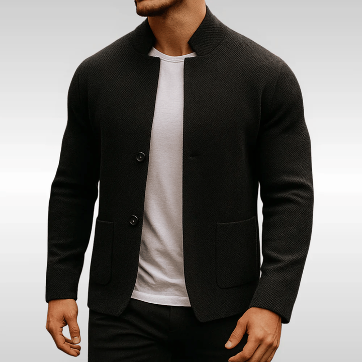 Herren Strickcardigan Mit Struktur – Stilvoller Knopf-Layering Pullover