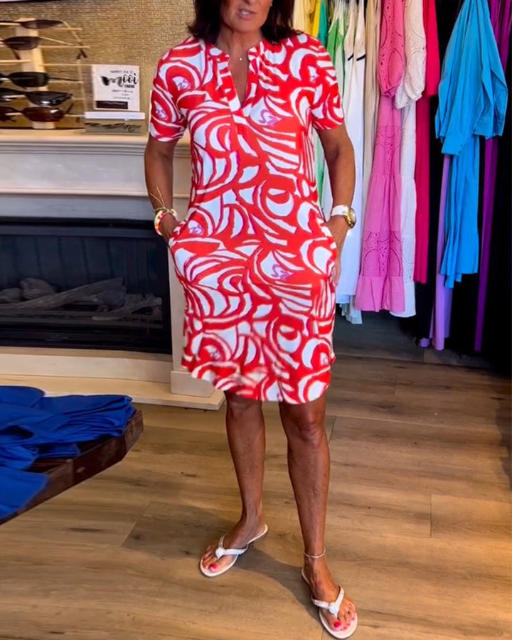 Damen Kleid Mit V Ausschnitt Farbton