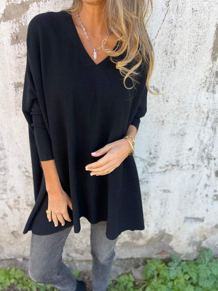 Damen V Ausschnitt Langer Pullover