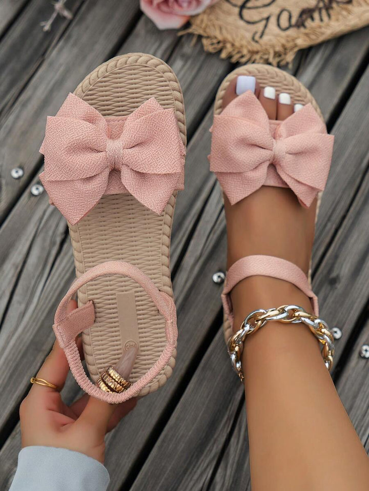 Damen Flache Sandalen Mit Blumen Schleife