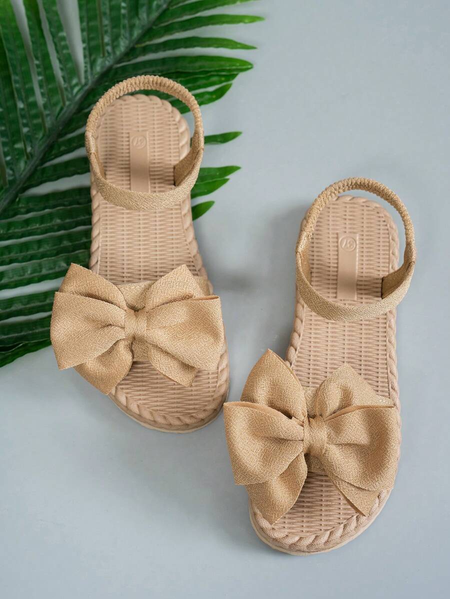 Damen Flache Sandalen Mit Blumen Schleife