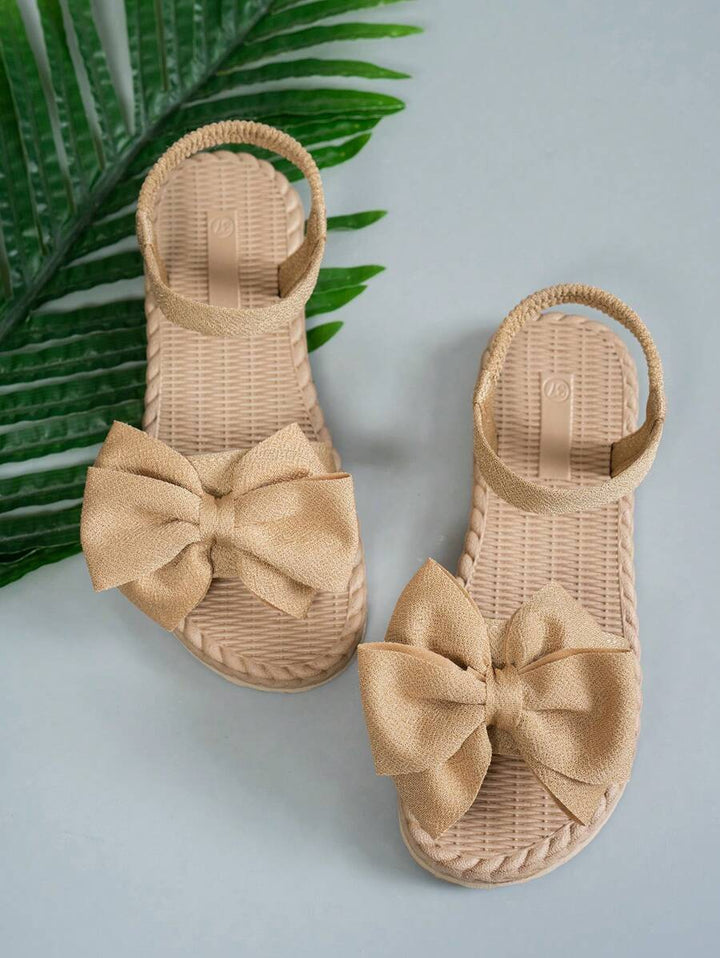 Damen Flache Sandalen Mit Blumen Schleife