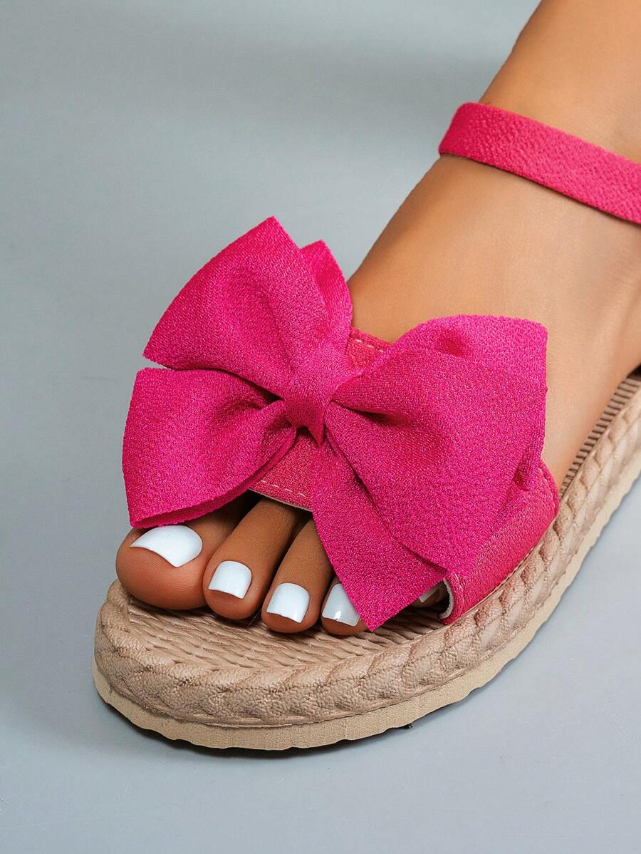 Damen Flache Sandalen Mit Blumen Schleife