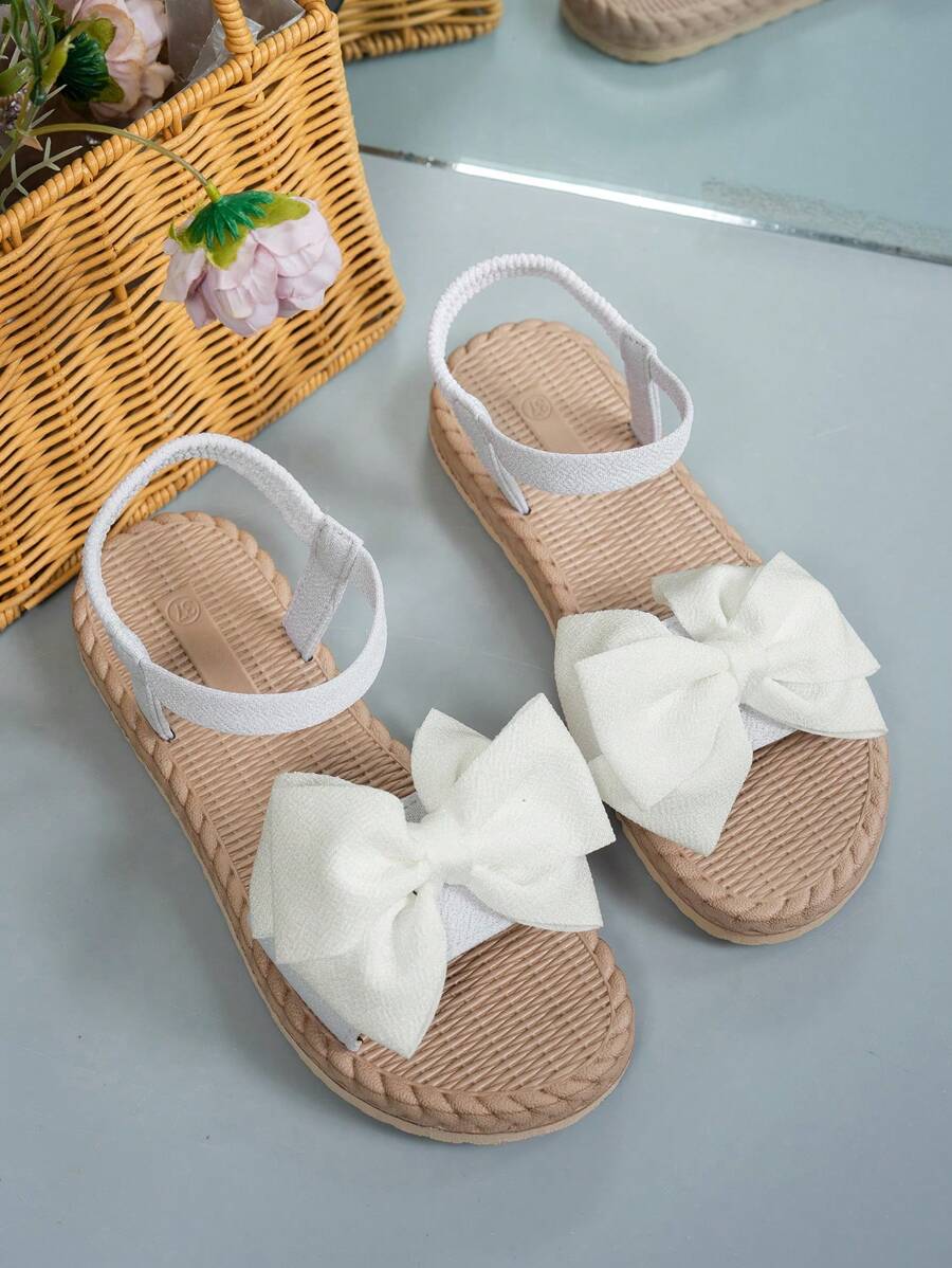 Damen Flache Sandalen Mit Blumen Schleife