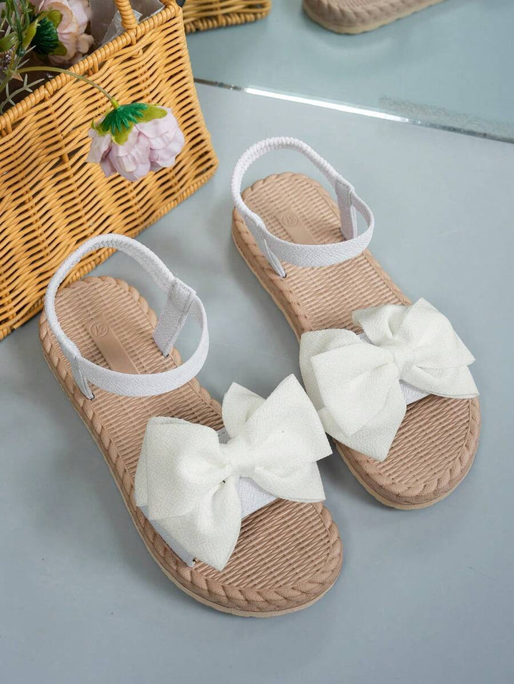 Damen Flache Sandalen Mit Blumen Schleife