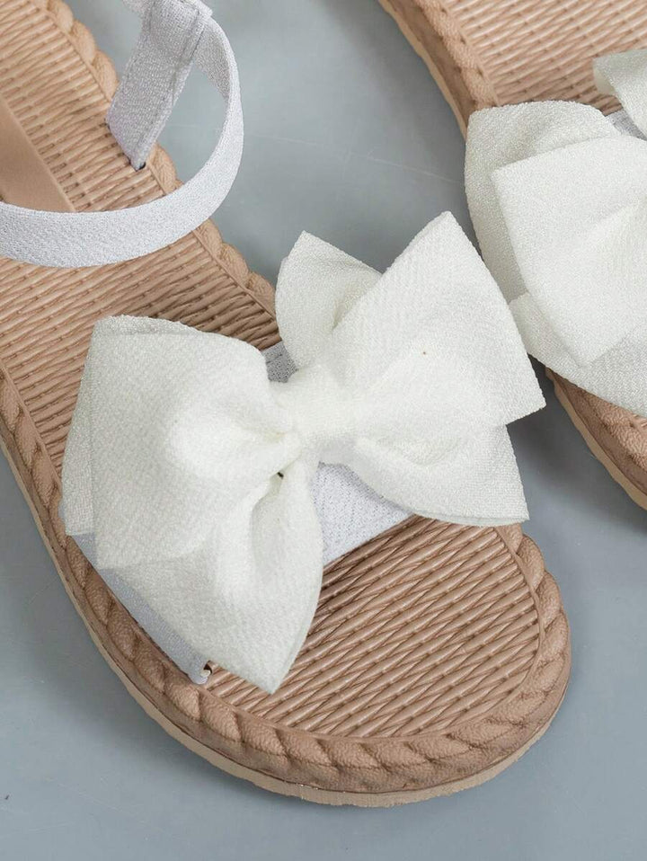 Damen Flache Sandalen Mit Blumen Schleife
