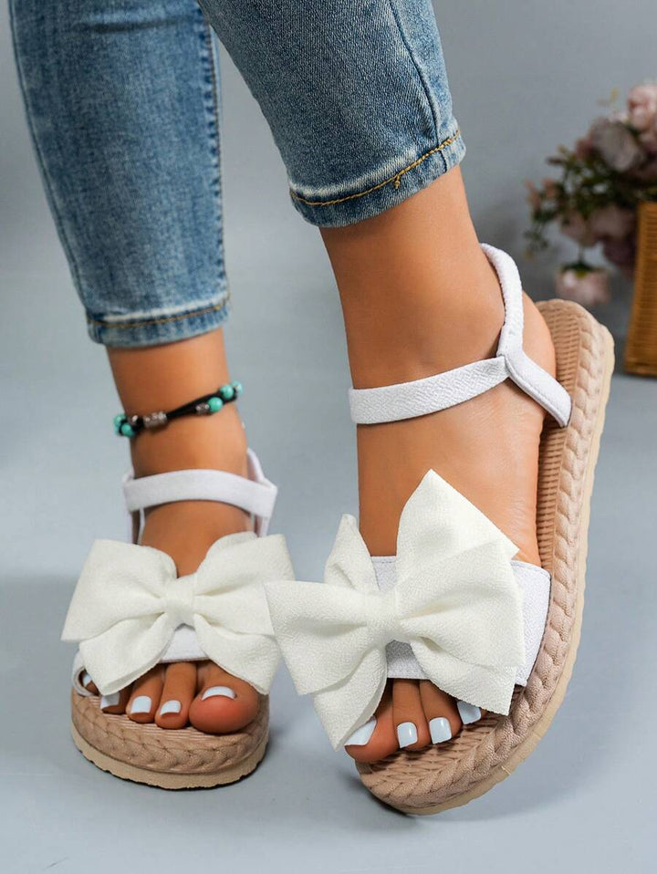 Damen Flache Sandalen Mit Blumen Schleife