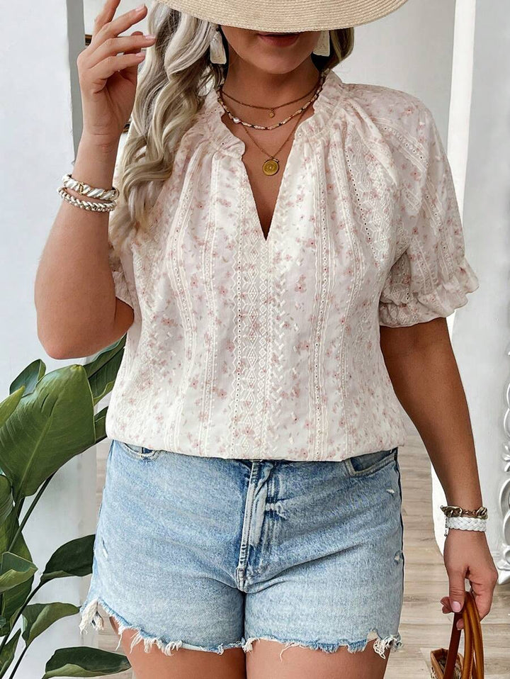 Damen Floral V-Ausschnitt Bluse