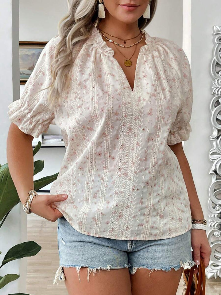 Damen Floral V-Ausschnitt Bluse