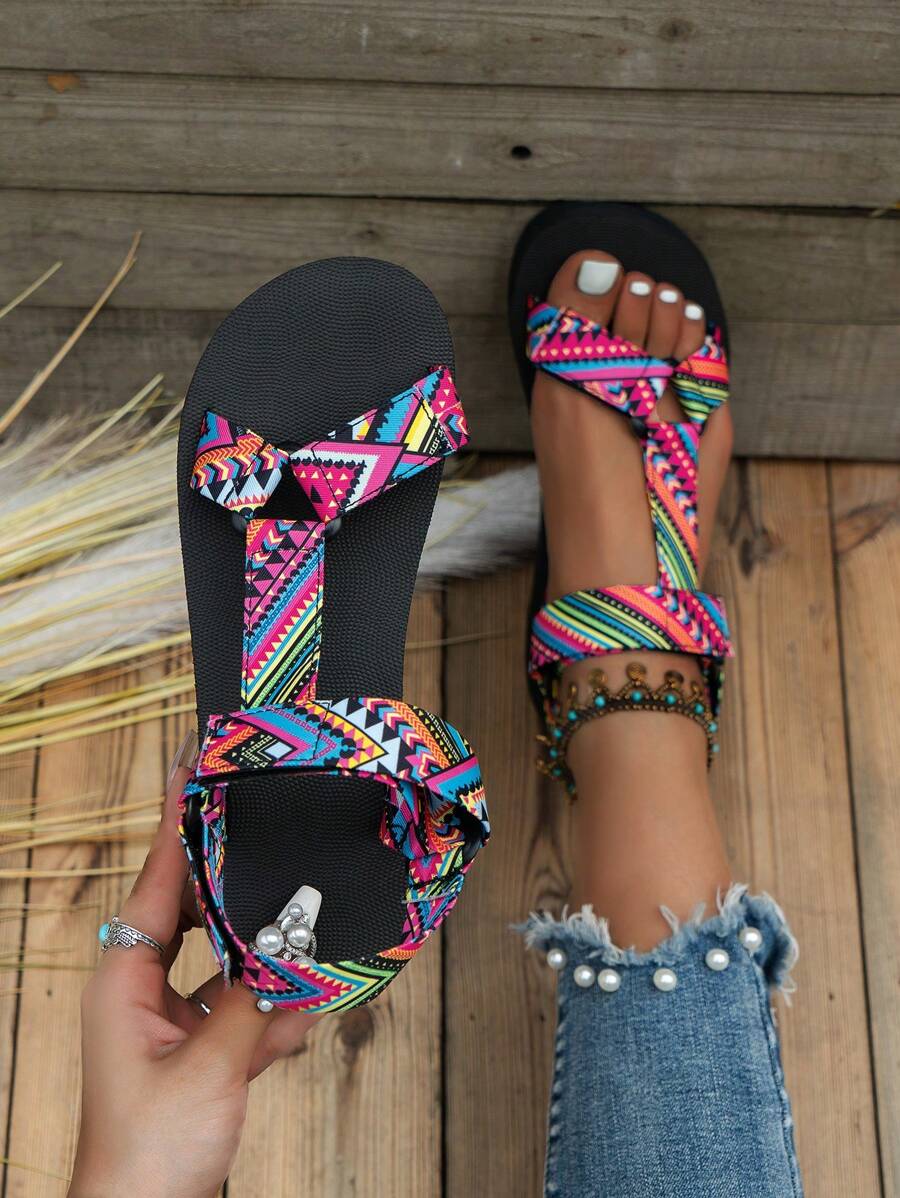Damen Flache Sandalen Mit Verstellbaren Riemen