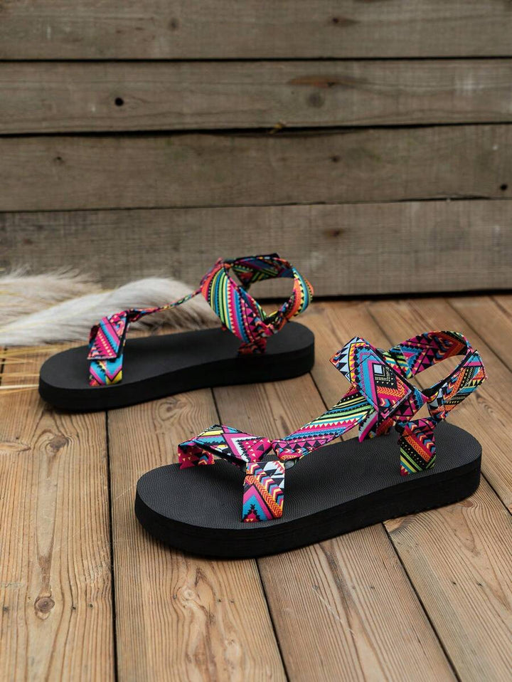 Damen Flache Sandalen Mit Verstellbaren Riemen