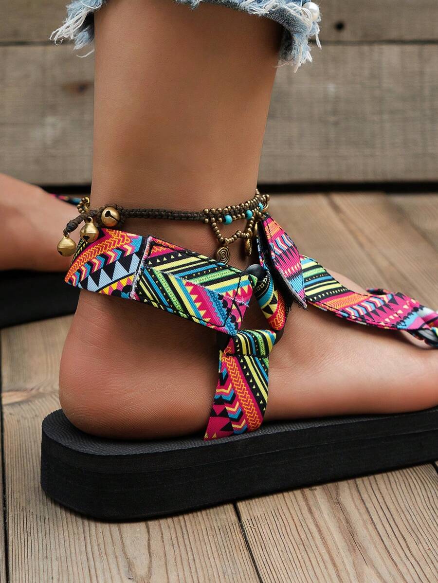 Damen Flache Sandalen Mit Verstellbaren Riemen