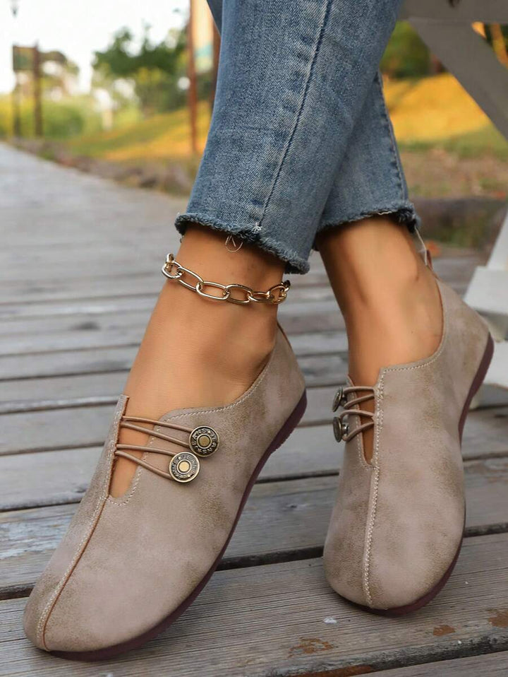 Damen Schwarze Kunstleder Flache Schuhe