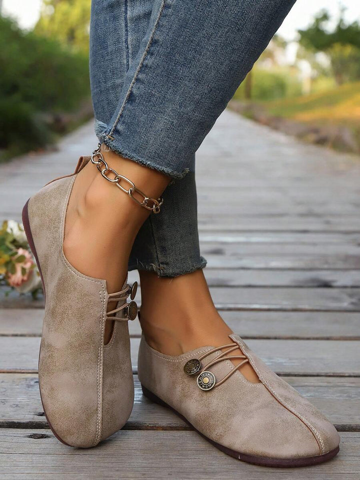 Damen Schwarze Kunstleder Flache Schuhe
