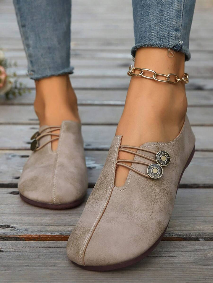 Damen Schwarze Kunstleder Flache Schuhe
