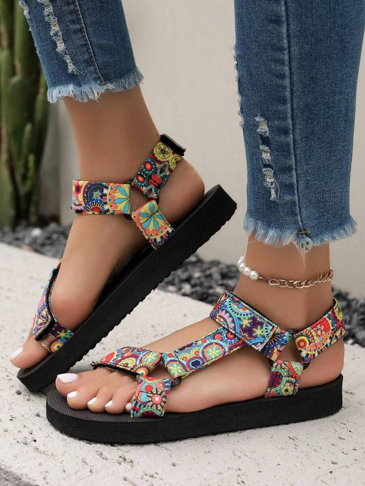 Damen Flache Sandalen Mit Verstellbaren Riemen